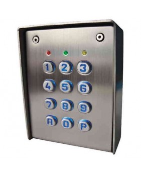 Clavier à code filaire coffre inox en saillie SU2SABTMG touches métal en applique - 12/24V AC/DC - 60 codes - 2 relais