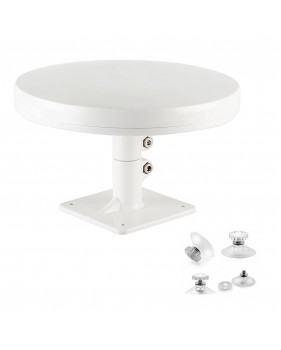 Antenne TV TNT HD 4K Omnidirectionnelle 65dB + 4 socles à ventouses - Camping Car Caravane Camion Fourgon Bateau Poids Lourd