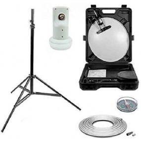 Megasat Kit Parabole Acier Blanche 35cm + Lnb Single + Câble Coaxial 10m + Trépied + Boussole