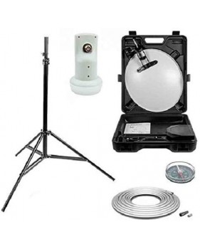 Megasat Kit Parabole Acier Blanche 35cm + Lnb Single + Câble Coaxial 10m + Trépied + Boussole
