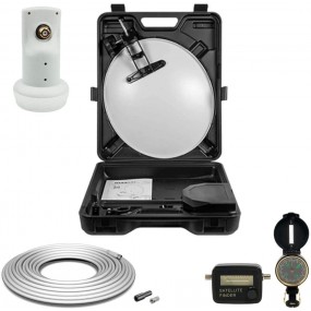 Megasat Kit Parabole Acier Blanche 35cm + Lnb Single 0.1db + Câble Coaxial 10m + Pointeur Boussole
