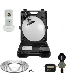 Megasat Kit Parabole Acier Blanche 35cm + Lnb Single 0.1db + Câble Coaxial 10m + Pointeur Boussole