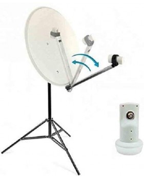 Hdme Kit Camping Car Parabole Satellite Acier 60cm Avec Bras Repliable + Lnb Single Trepied