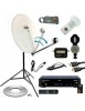 Hdme Kit Parabole Acier 60cm Bras Repliable + Récepteur Tntsat + Lnb Single + Câble Coaxial + Trepied + Dénudeur