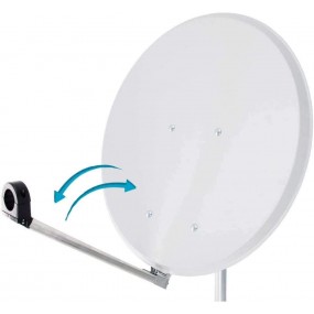 Hdme Parabole Satellite Acier Blanche 65cm Click-clack Premontee Support Pliable Repliable