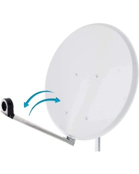 Hdme Parabole Satellite Acier Blanche 65cm Click-clack Premontee Support Pliable Repliable