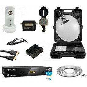 Kit Parabole Acier 35cm + Récepteur Fransat + Lnb Single + Câble Coaxial 10m + Pointeur