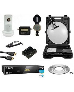 Kit Parabole Acier 35cm + Récepteur Fransat + Lnb Single + Câble Coaxial 10m + Pointeur