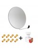 Pack Antenne Parabole Acier 100 cm Gris Clair MEGASAT + LNB QUAD Full HD 4K 1080p Gain 70DB Bruit 0.1 dB + 8 Connecteurs fiche F
