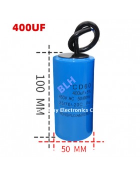 Condensateur de démarrage avec coque en plastique, cellule électrolytique, CD60, 450V, 450ylique, 400UF