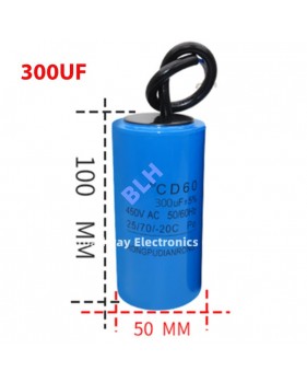 Condensateur de démarrage avec coque en plastique, cellule électrolytique, CD60, 450V, 450ylique, 300UF