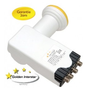 LNB QUATTRO GTSAT 0.2dB Compatible TVHD - 2 ans de garantie