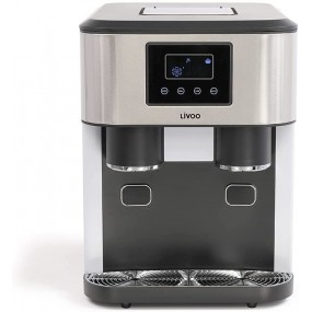 Distributeur à eau et glaçons - Livoo DOM456 - Capacité Eau 2,1 L, Capacité de glaçons 16 kg, 2 Tailles de glaçons, Glace pilée,