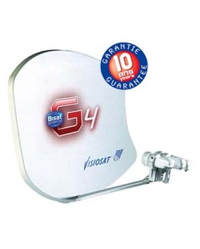 Parabole Multisatellite - 4 LNB - Blanc - VISIOSAT BISAT G4B