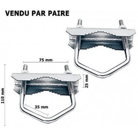 Bride de fixation pour mat d’antenne 110mm, Bride d'Etrier avec Mâchoire pour Fixation de Parabole et d'Antenne sur Mât, Acier,