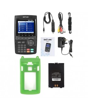 PACK SATLINK WS 6916 HD Mesureur de Champ Satellite DVB-S2 HD + Batterie supplémentaire + Coque Silicone Vert+