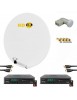 KIT PARABOLE SATELLITE HD4K FIBRE BLANCHE 85CM + LNB TWIN + 2X RECEPTEURS TV ORS 9992 TNTSAT AVEC CARTE