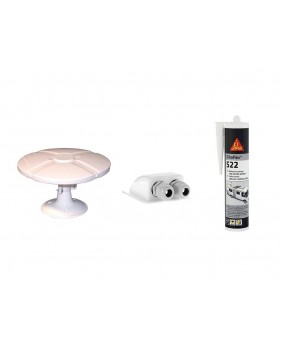 Antenne TV TNT Extérieure Omni TONNA + Amplificateur Blanc + Sikaflex-522 Colle-Mastic Blanc 300ml + Offgridtec 006420 Passe-Toi
