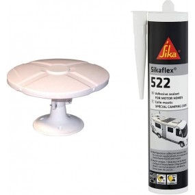 Antenne TV TNT Extérieure Omni TONNA + Amplificateur Blanc gain amplifiée 40 dB + Sikaflex-522, Colle-Mastic pour caravanes Camp