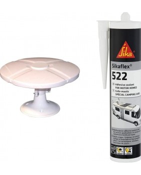Antenne TV TNT Extérieure Omni TONNA + Amplificateur Blanc gain amplifiée 40 dB + Sikaflex-522, Colle-Mastic pour caravanes Camp