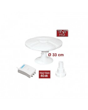 TONNA Antenne TNT HD Omnidirectionnelle Gain 40dB Camping Car Ampli 2 sorties