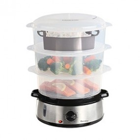 Cuiseur vapeur et Riz 3 étages -9 L - 800W - Inox - Domoclip DOC141