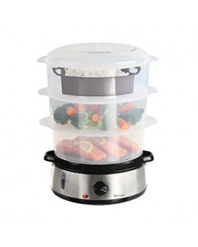 Cuiseur vapeur et Riz 3 étages -9 L - 800W - Inox - Domoclip DOC141