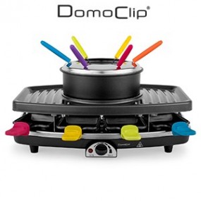 Set à raclette - gril et fondue - 1100W - inox - pour 8 personnes - Domoclip DOC107