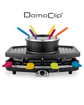 Set à raclette - gril et fondue - 1100W - inox - pour 8 personnes - Domoclip DOC107