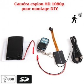 Caméra espion HD 1080p pour montage DIY - avec détection de mouvement -MicroSD jusqu à 32Go