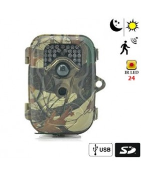 Caméra de chasse 12MP -Ecran LCD 2.4"- Détection de Mouvement - Vision nocturne 15m 24 IR LED - Capteur PIR