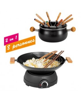 Wok et fondue électrique multifonctions 2 en 1 - 8 personnes - DomoClip