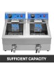 Friteuse Professionnelle électrique 6000w 20l Double Réservoir + 2 Robinets - Acier inox, Pour Usages Commerciaux Restaurants Fa