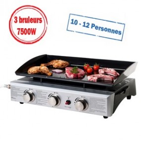Plancha gaz Domoclip DOC105 - 3 Bruleurs 7500W - 10 à 12 personnes