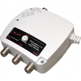 Alimentation amplifiée filtrée 220 / 12V – ELAP 360016 - 50mA pour préamplificateur TV, 3 sorties TV + filtre 5G LTE 700 MHz + r