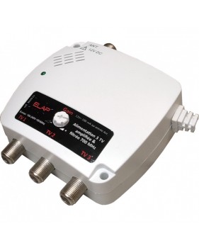 Alimentation amplifiée filtrée 220 / 12V – ELAP 360016 - 50mA pour préamplificateur TV, 3 sorties TV + filtre 5G LTE 700 MHz + r
