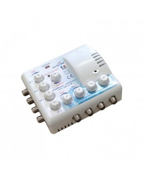 Amplificateur distributeur intérieur 8 sorties F UHF Tonna 402668 - Filtre LTE 700 4G 5G, Gain 16 x 8 dB, réglable avec mesureur