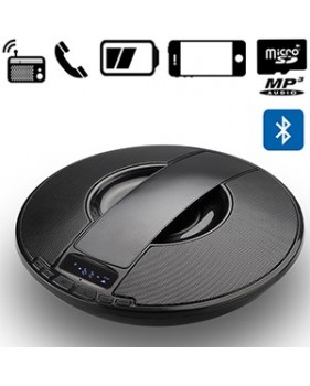 Mini-enceinte Bluetooth portable sans fil - LCD - Radio FM - Alarme - USB - Entrée ligne - Mains libres