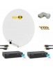 Kit Parabole Satellite Hd 4k Fibre Blanche 85cm + Lnb Twin + 2x Récepteurs Tv Fransat Avec Carte