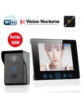 Interphone audio et vidéo sans fil Moniteur 9 pouces Vision nocturne Portée 300m