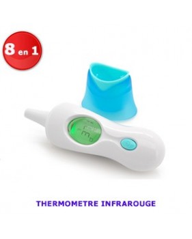 Thermomètre infrarouge multifonction 8 en 1 - LCD avec 3 couleurs - sans contact Corps + objets