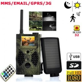 Caméra de chasse HD 1440 x 1080 - Ecran LCD 2" - Détection de Mouvement avec panneau solaire