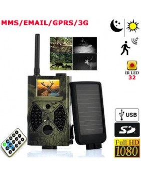 Caméra de chasse HD 1440 x 1080 - Ecran LCD 2" - Détection de Mouvement avec panneau solaire