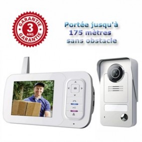 Interphone vidéo sans fil couleur - ecran 3.5" - Vision de nuit - avec enregistrement