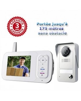 Interphone vidéo sans fil couleur - ecran 3.5" - Vision de nuit - avec enregistrement