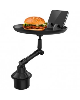 Support Voiture 360° – Plateau Gobelets & Téléphone avec Bras Pivotant