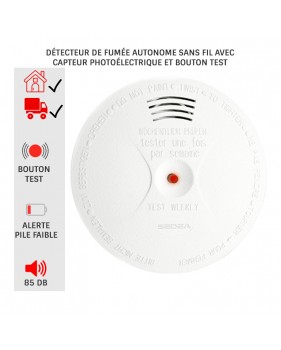 Détecteur de Fumée Autonome Sans Fil avec capteur photoélectrique et bouton test