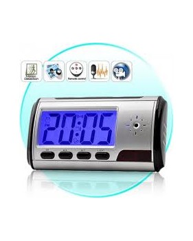 Réveil avec caméra cachée couleur et DVR - Détecteur de mouvement - Carte micro SD jusqu’a 32 Go + Télécommande