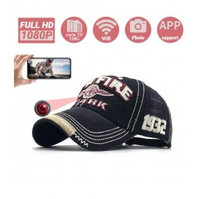 Mini caméra HD 1080P Casquette Noir Chapeau WIFI Support de Téléphone Portable Visionnage à distance Sport Plein air