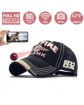 Mini caméra HD 1080P Casquette Noir Chapeau WIFI Support de Téléphone Portable Visionnage à distance Sport Plein air